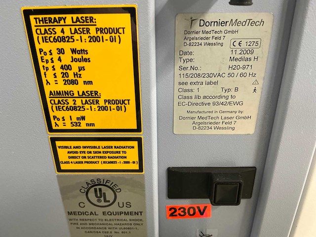 Dornier medtech - medilas h20 - holmium laser - afbeelding 8 van  9