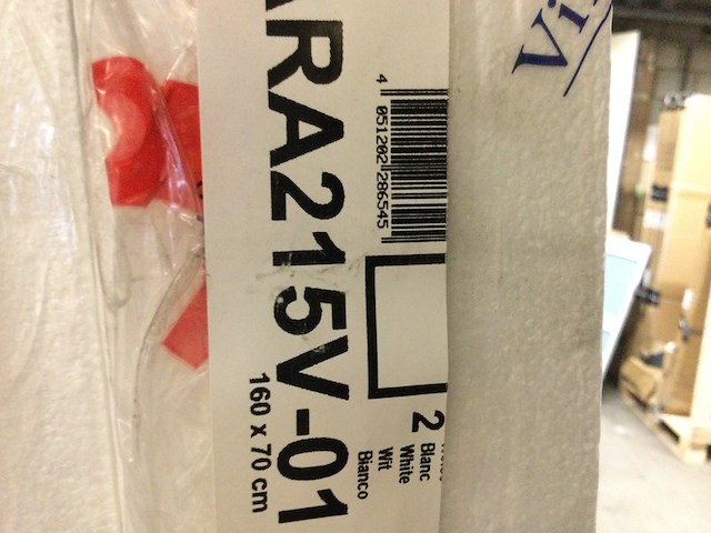 Douchebak 160x70 cm, villeroy & boch, architectura metalrim, wit alpine - afbeelding 3 van  3