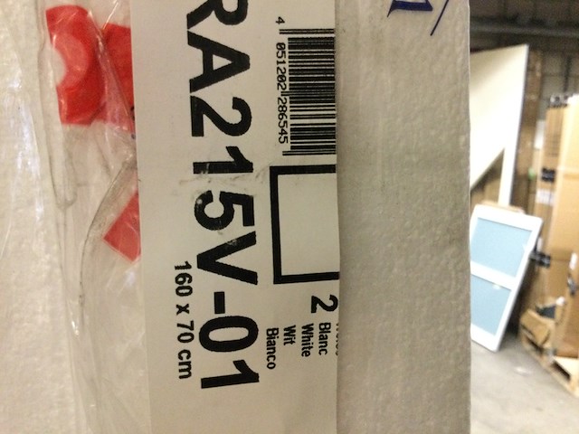 Douchebak 160x70 cm, villeroy & boch, architectura metalrim, wit alpine - afbeelding 3 van  3