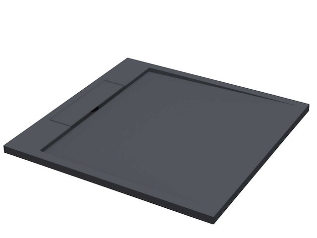 Douchebak 90x90x3.5 cm solid surface mat zwart - afbeelding 1 van  2