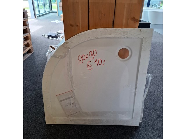 Douchebak kwart rond, glans wit - afbeelding 1 van  3