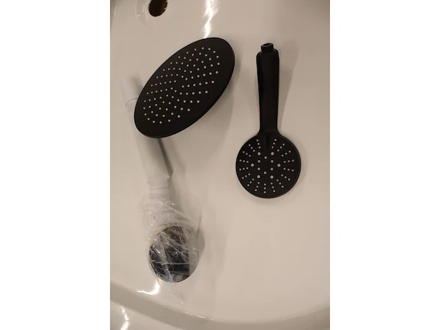 Douchebak met accessoires wiesbaden, wit/zwart - afbeelding 3 van  8