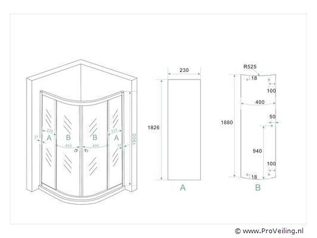 Douchecabine franklin - 80x190cm - afbeelding 4 van  4