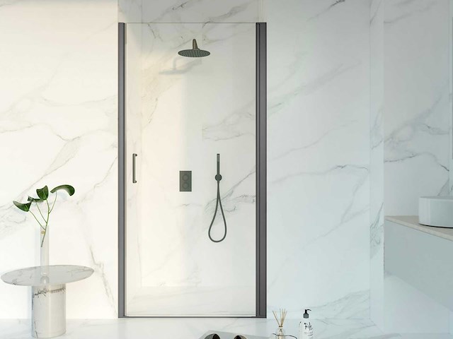 Douchedeur 80x200cm anti kalk gun metal - afbeelding 1 van  2