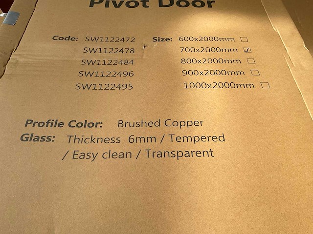 Douchedeur brushed copper 70x200cm - afbeelding 3 van  3