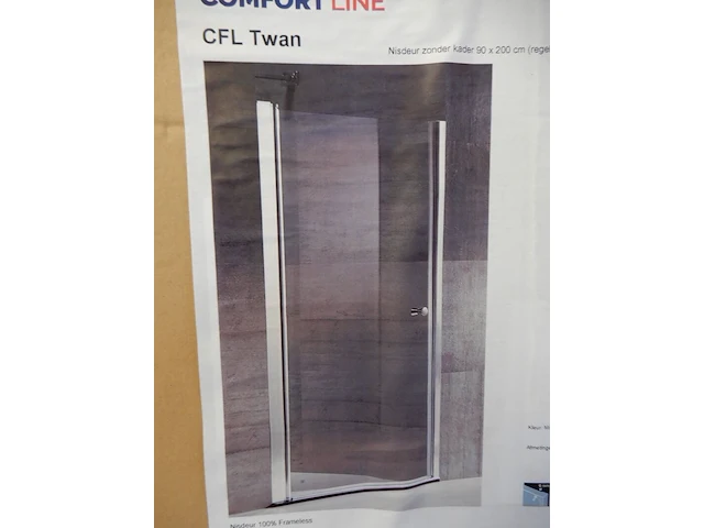 Douchedraaideur, comfort line, cfl twan, aluminium, 2000x900 - afbeelding 1 van  2