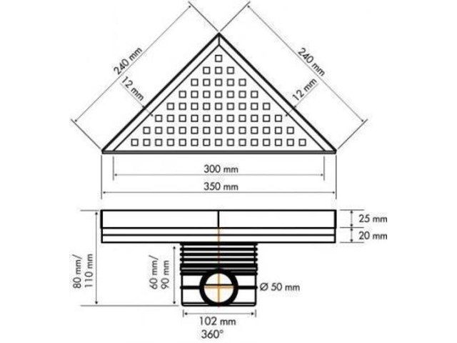 Douchegoot driehoekig, easy drain, edm-de - afbeelding 5 van  5