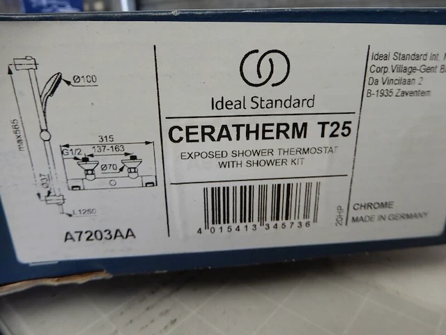 Doucheset, ideal standard, ceratherm t25, chroom - afbeelding 4 van  4
