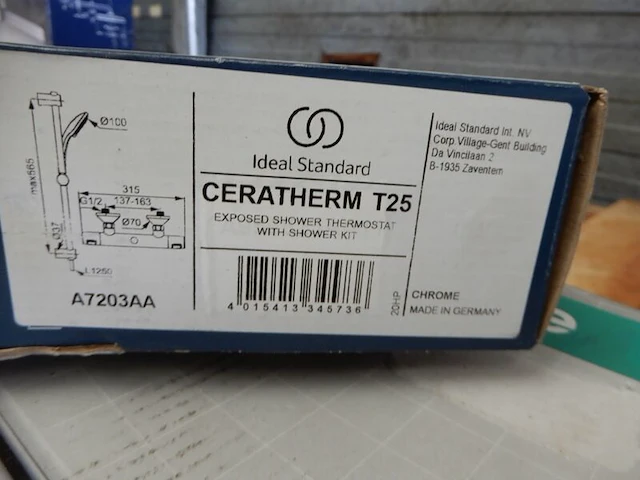 Doucheset, ideal standard, ceratherm t25, chroom - afbeelding 4 van  4