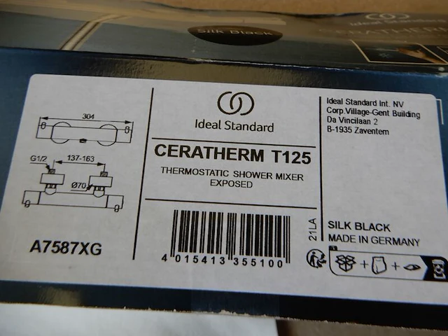 Douchethermostaatkraan, ideal standard, ceratherm t 125, mat zwart - afbeelding 4 van  4