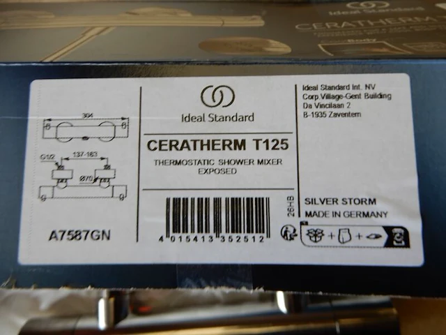 Douchethermostaatkraan, ideal standard, ceratherm t 125, rvs, 150 mm - afbeelding 3 van  3