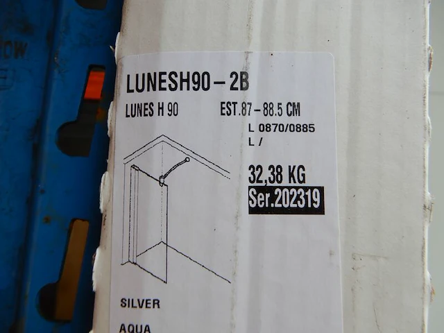Douchewand, novellini, lunesh-2b, aluminium, 2000x885 - afbeelding 4 van  4