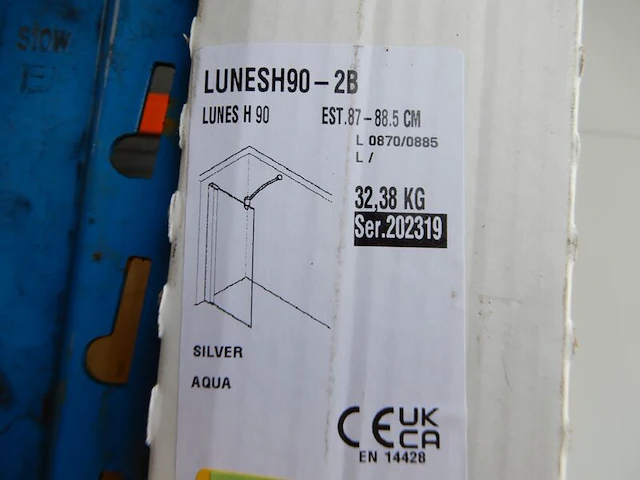 Douchewand, novellini, lunesh-2b, aluminium, 2000x885 - afbeelding 3 van  3
