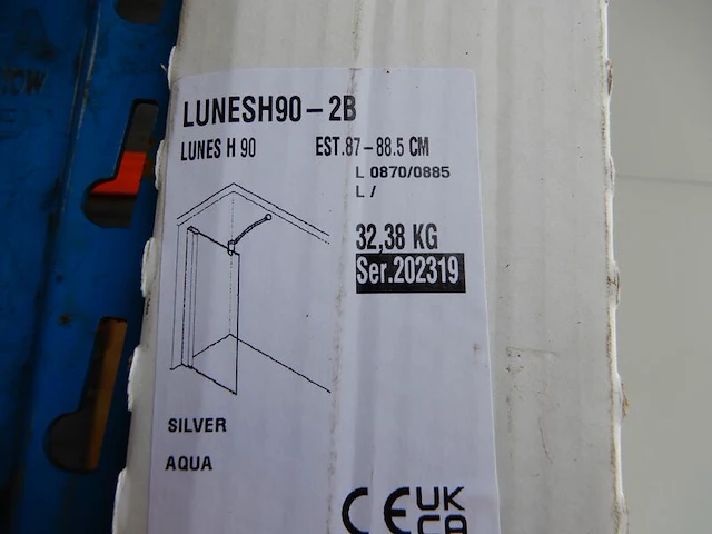 Douchewand, novellini, lunesh-2b, aluminium, 2000x885 - afbeelding 3 van  3