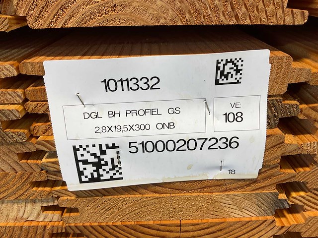 Douglas blokhutprofiel geschaafd 300x19,5x2,8 cm (108x) - afbeelding 7 van  7