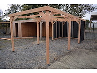 Douglas carport frame met berging - 720x510x235 cm - afbeelding 1 van  12