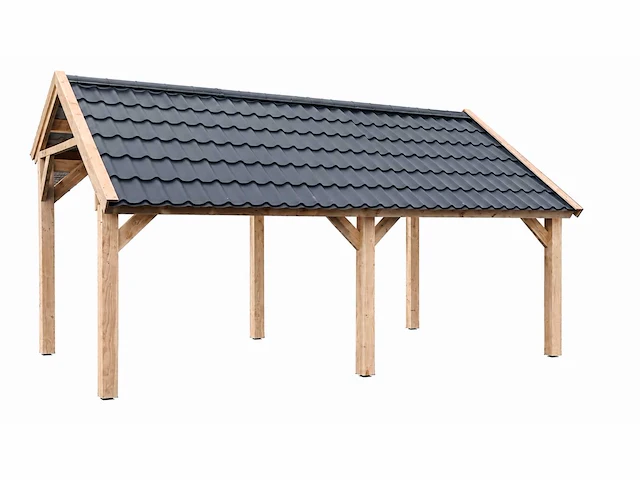 Douglas kapschuur met dakpanplaten - 280x600x290 cm - afbeelding 2 van  4