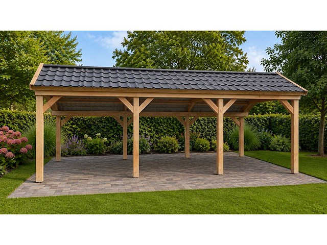 Douglas kapschuur met dakpanplaten - 280x900x290 cm - afbeelding 1 van  4