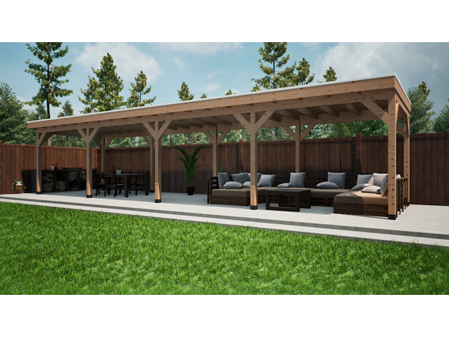 Douglas overkapping 300x1200cm met overstek verando - afbeelding 1 van  3