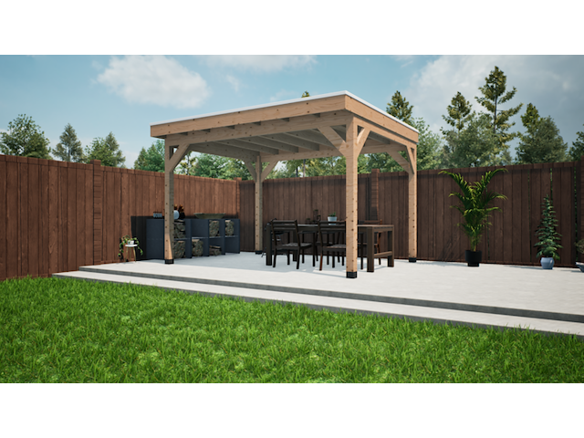 Douglas overkapping 300x400cm met overstek verando - afbeelding 2 van  8