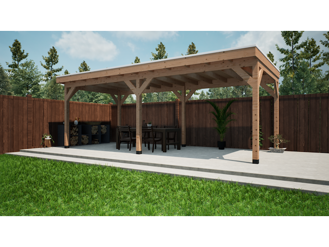 Douglas overkapping 300x700cm met overstek verando - afbeelding 1 van  6