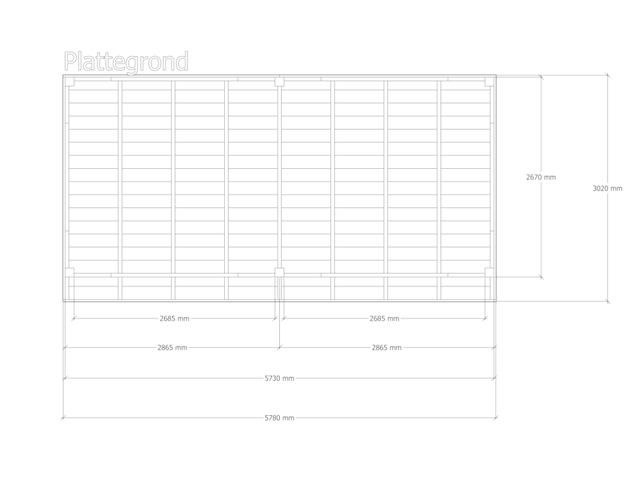 Douglas overkapping 302 x 578 cm, verando, pure - afbeelding 2 van  6