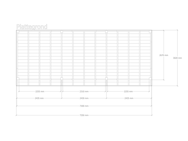 Douglas overkapping 302 x 735 cm, verando, pure - afbeelding 2 van  6