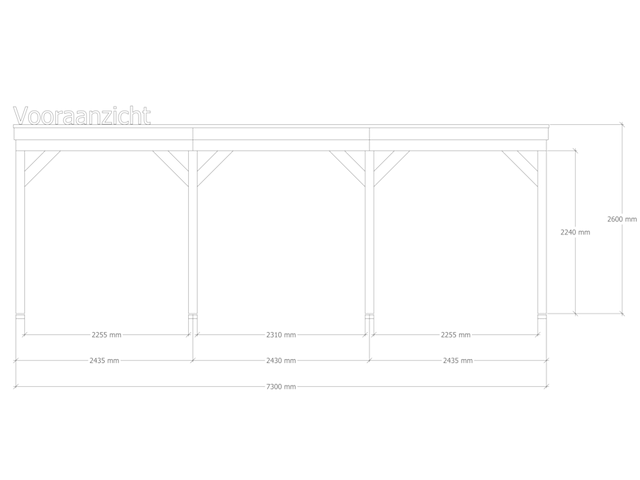 Douglas overkapping 302 x 735 cm, verando, pure - afbeelding 3 van  6