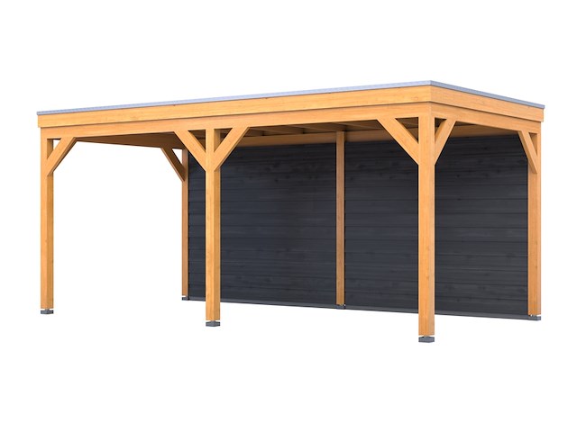 Douglas overkapping, 302 x 735 cm + wanden zwart, verando, orgin - afbeelding 1 van  2