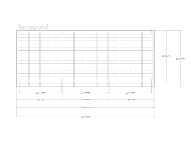 Douglas overkapping, 302 x 735 cm + wanden zwart, verando, pure - afbeelding 2 van  6