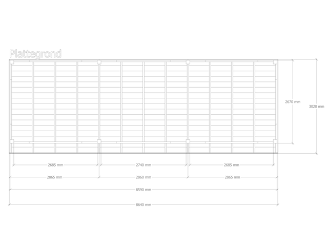 Douglas overkapping 302 x 864 cm, verando, pure - afbeelding 2 van  6