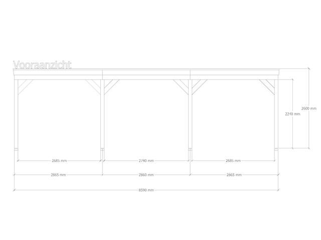 Douglas overkapping, 302 x 864 cm + wand blank, verando, pure - afbeelding 3 van  6