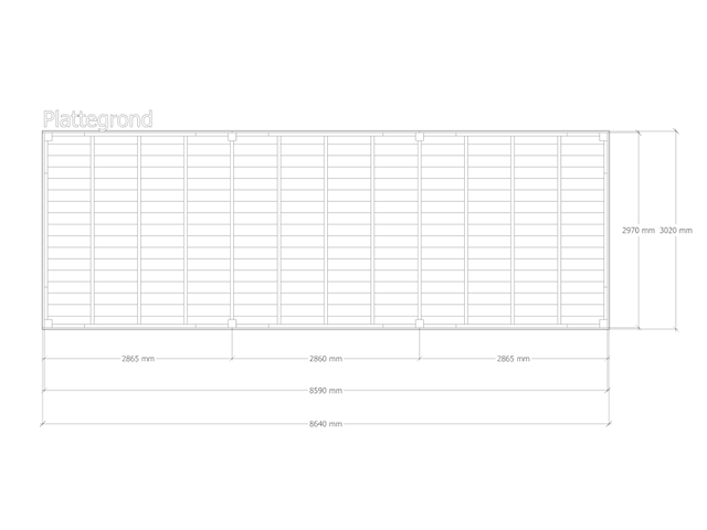 Douglas overkapping, 302 x 864 cm + wanden zwart, verando, origin - afbeelding 2 van  6