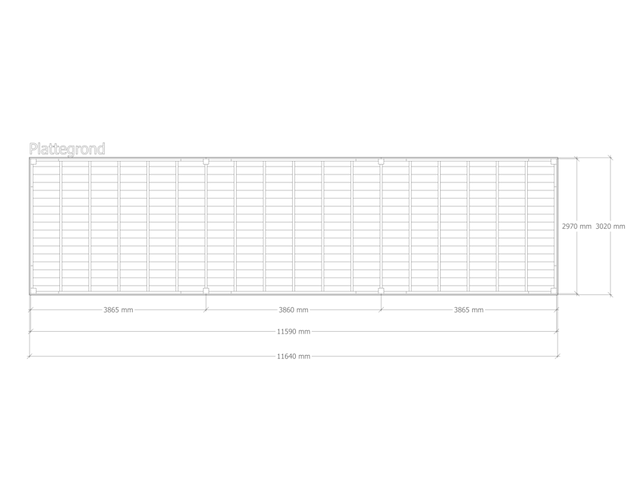 Douglas overkapping 302x1164cm + wanden blank verando, origin - afbeelding 2 van  6
