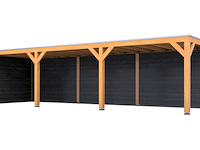 Douglas overkapping, 307 x 1169 cm + wanden zwart, verando, living - afbeelding 1 van  2