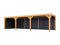 Douglas overkapping, 307 x 1169 cm + wanden zwart, verando, living - afbeelding 1 van  6