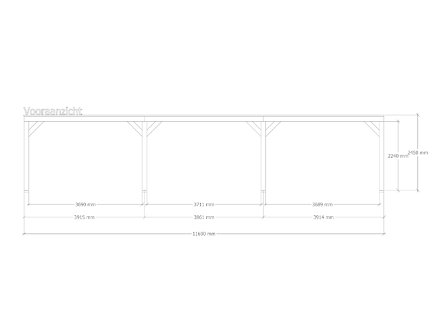 Douglas overkapping, 307 x 1169 cm + wanden zwart, verando, living - afbeelding 3 van  6