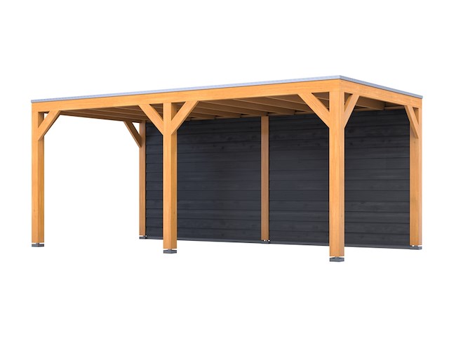 Douglas overkapping, 307 x 497 cm + wanden zwart, verando, living - afbeelding 1 van  2