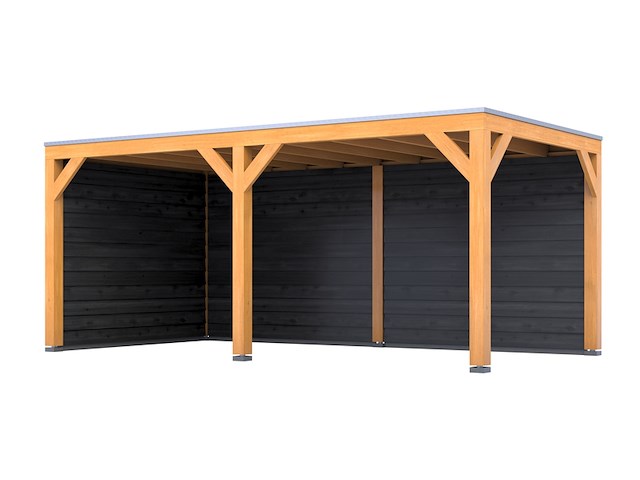 Douglas overkapping, 307 x 583 cm + wanden zwart, verando, living - afbeelding 1 van  2