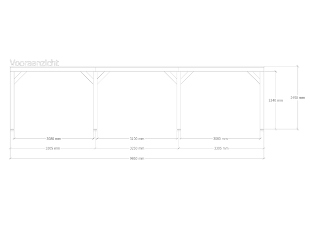 Douglas overkapping, 307 x 986 cm + wand zwart, verando, living - afbeelding 3 van  6
