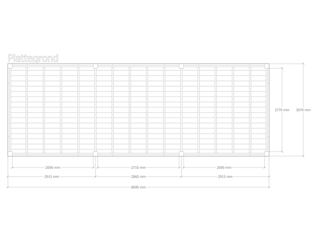 Douglas overkapping 307x869cm + wanden blank verando, living - afbeelding 2 van  6