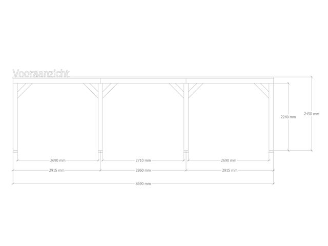Douglas overkapping 307x869cm + wanden blank verando, living - afbeelding 3 van  6