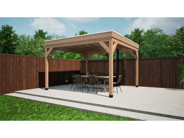 Douglas overkapping 400x400cm met wanden, verando - afbeelding 1 van  6