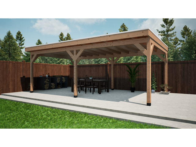 Douglas overkapping 400x700cm met overstek verando - afbeelding 1 van  7