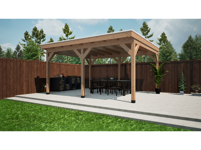 Douglas overkapping, 402 x 492 cm, verando, pure - afbeelding 1 van  3