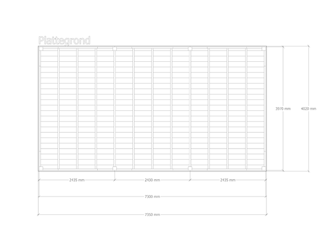 Douglas overkapping, 402 x 735 cm + wanden zwart, verando, orgin - afbeelding 2 van  6