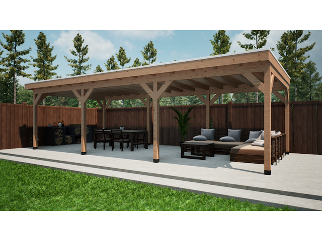 Douglas overkapping, 402 x 864 cm, verando, pure - afbeelding 1 van  3