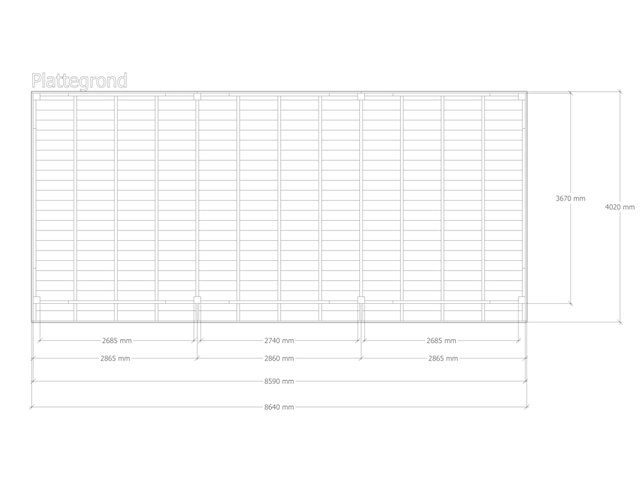 Douglas overkapping 402 x 864 cm, verando, pure - afbeelding 2 van  6