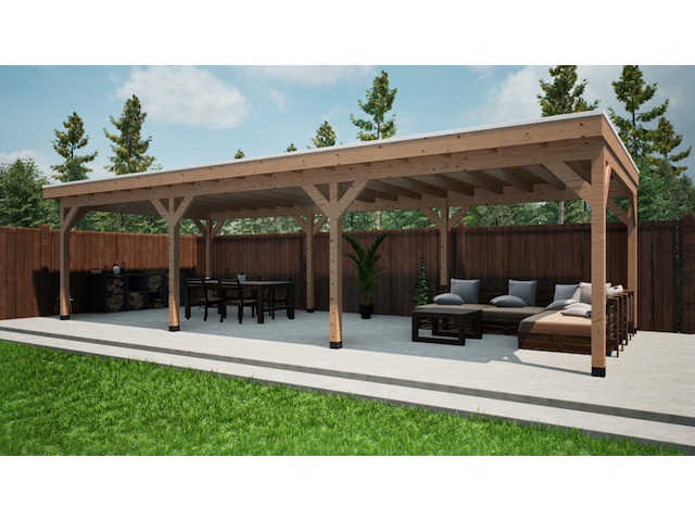 Douglas overkapping, 402 x 981 cm, verando, pure - afbeelding 1 van  3