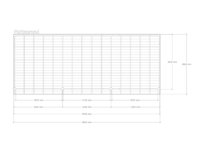 Douglas overkapping 402 x 981 cm, verando, pure - afbeelding 2 van  6